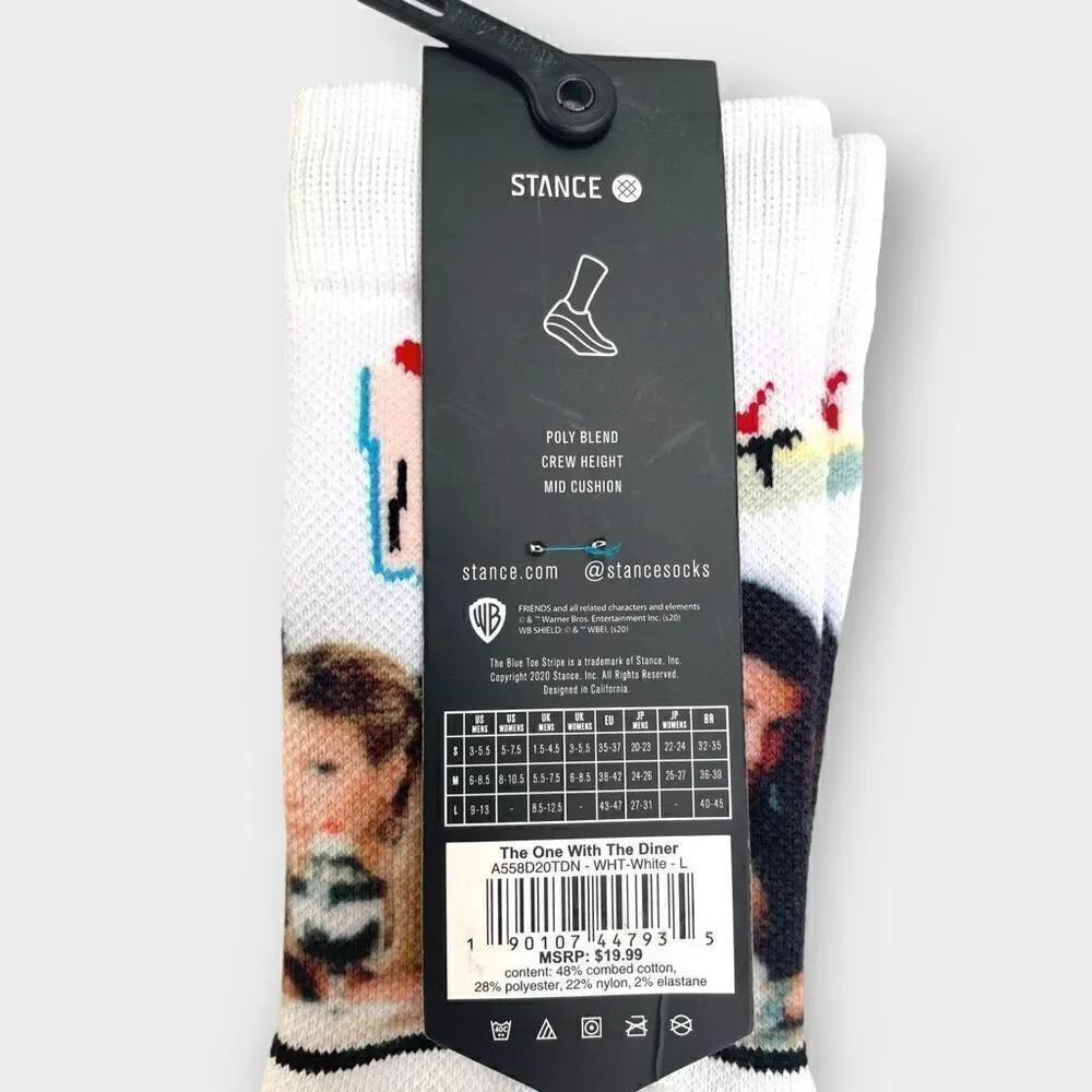 STANCE x FRIENDS “The One With the Diner” Crew Socks Mens size Large (9-13) New